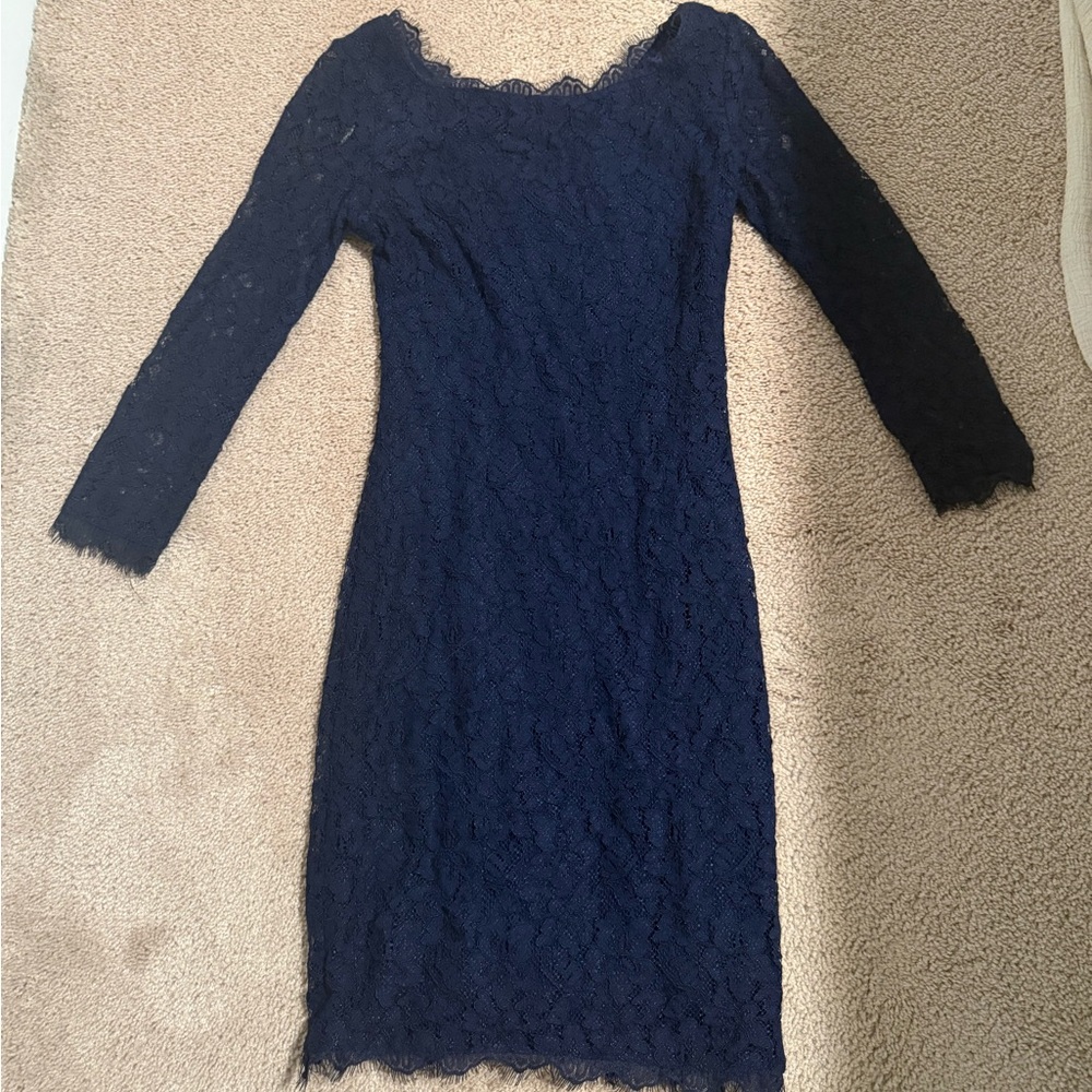 Diane Von Furstenberg Blue Lace Dress